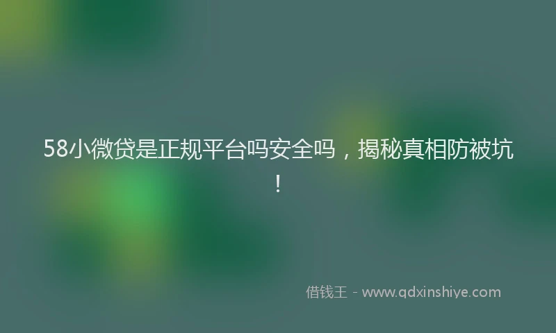 58小微贷是正规平台吗安全吗，揭秘真相防被坑！