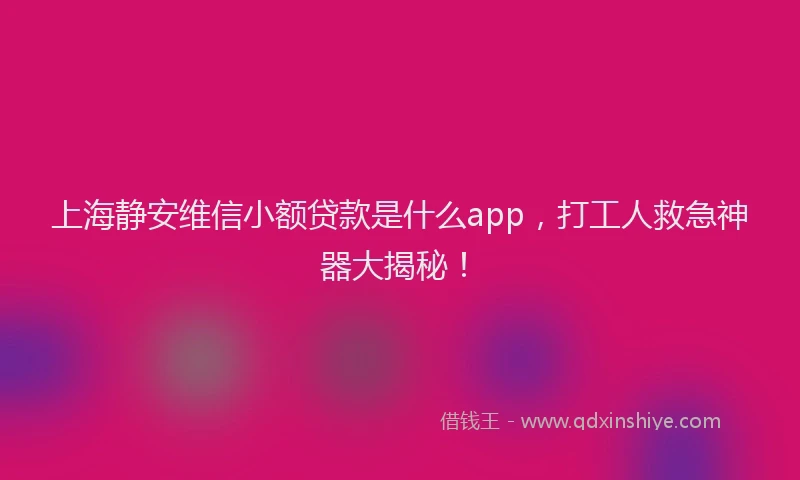上海静安维信小额贷款是什么app，打工人救急神器大揭秘！