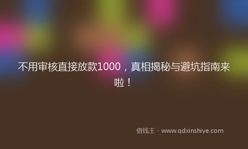 不用审核直接放款1000，真相揭秘与避坑指南来啦！