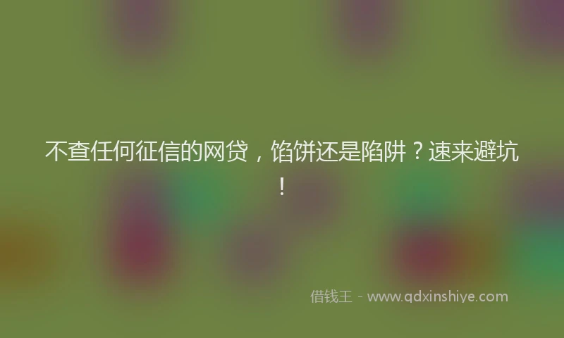 不查任何征信的网贷，馅饼还是陷阱？速来避坑！