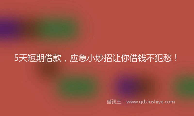 5天短期借款，应急小妙招让你借钱不犯愁！