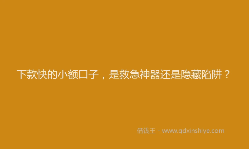 下款快的小额口子，是救急神器还是隐藏陷阱？