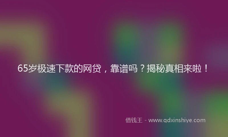 65岁极速下款的网贷，靠谱吗？揭秘真相来啦！