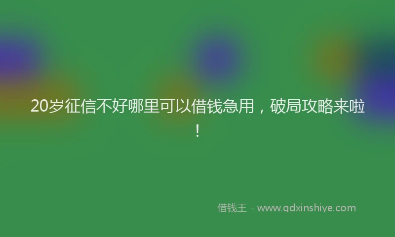 20岁征信不好哪里可以借钱急用，破局攻略来啦！