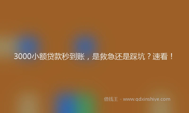 3000小额贷款秒到账，是救急还是踩坑？速看！