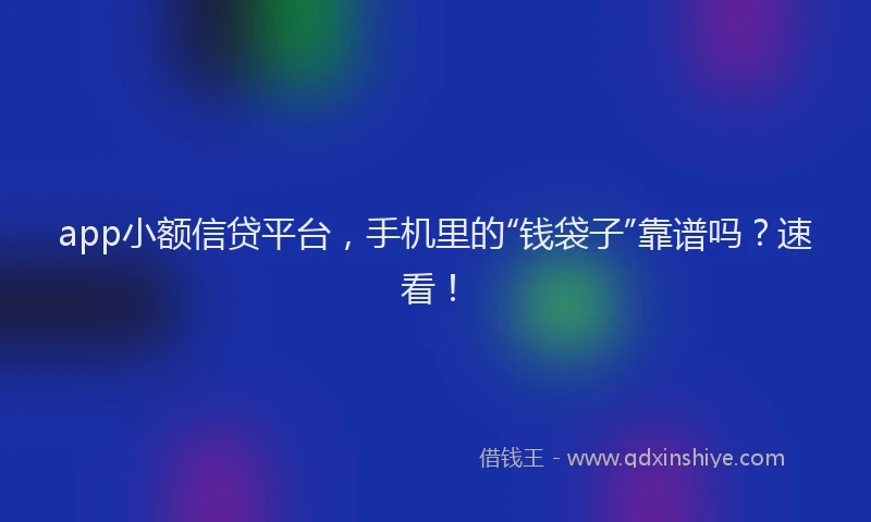app小额信贷平台，手机里的“钱袋子”靠谱吗？速看！