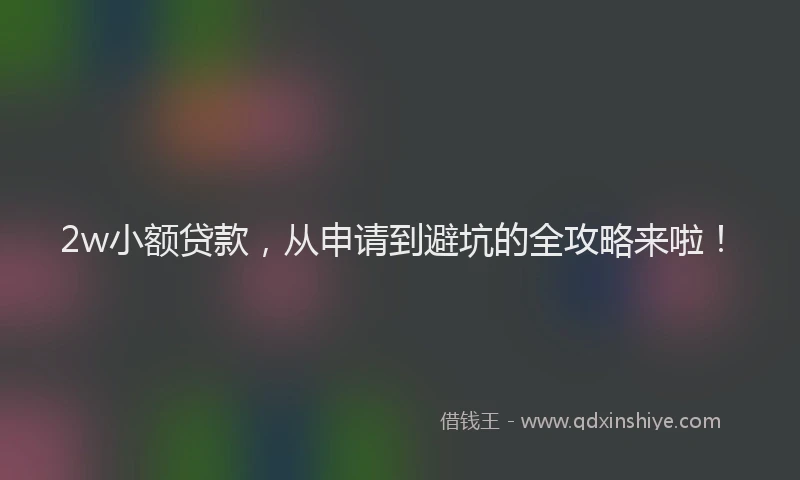 2w小额贷款，从申请到避坑的全攻略来啦！