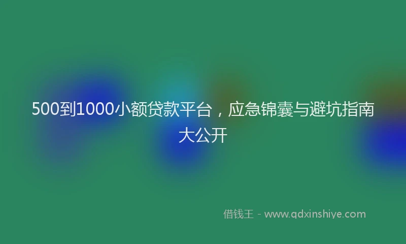 500到1000小额贷款平台，应急锦囊与避坑指南大公开
