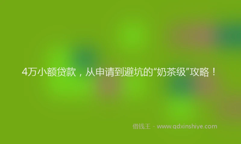 4万小额贷款，从申请到避坑的“奶茶级”攻略！