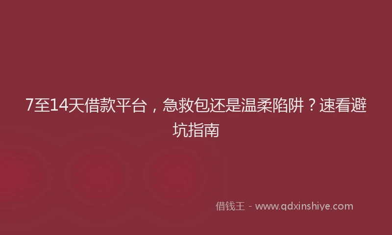 7至14天借款平台，急救包还是温柔陷阱？速看避坑指南
