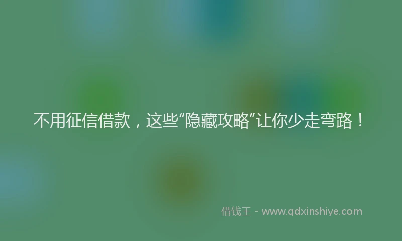 不用征信借款，这些“隐藏攻略”让你少走弯路！
