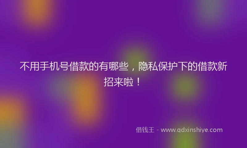 不用手机号借款的有哪些，隐私保护下的借款新招来啦！