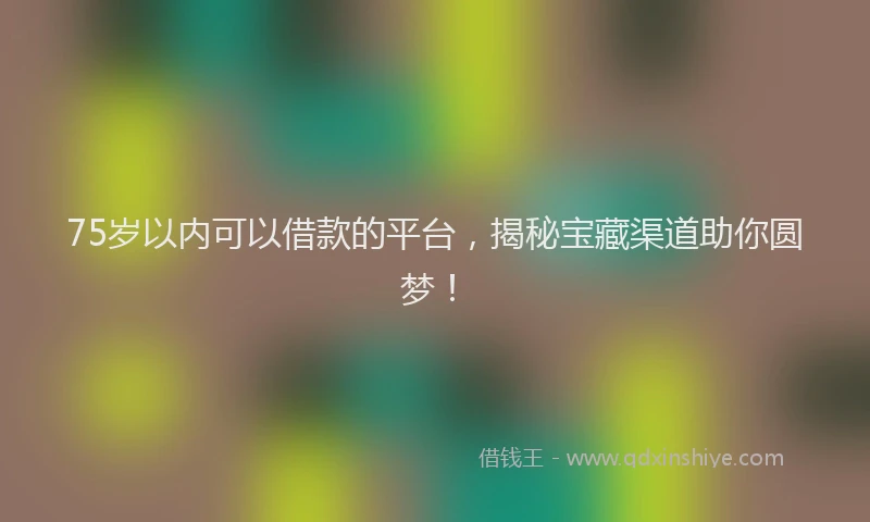 75岁以内可以借款的平台，揭秘宝藏渠道助你圆梦！