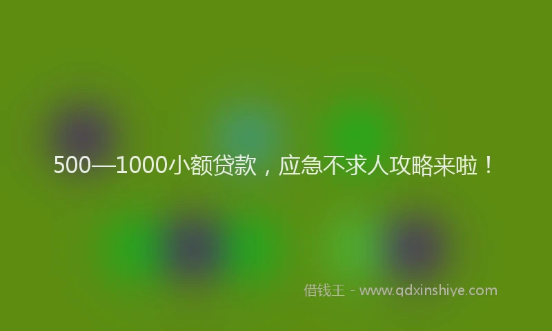 500—1000小额贷款，应急不求人攻略来啦！