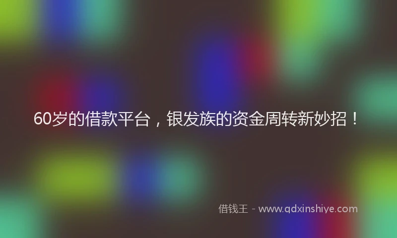 60岁的借款平台，银发族的资金周转新妙招！