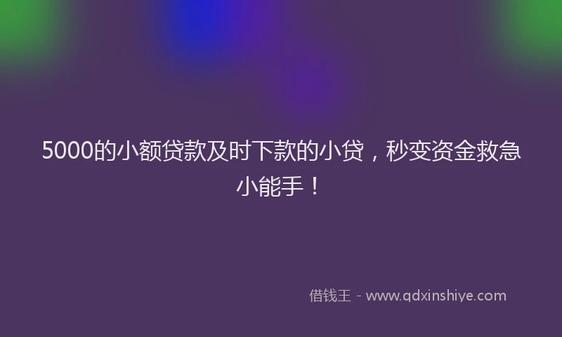 5000的小额贷款及时下款的小贷，秒变资金救急小能手！