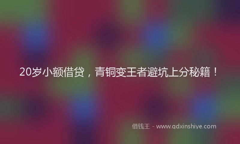 20岁小额借贷，青铜变王者避坑上分秘籍！