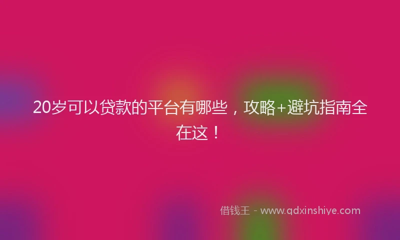 20岁可以贷款的平台有哪些，攻略+避坑指南全在这！