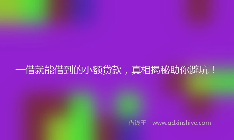 一借就能借到的小额贷款，真相揭秘助你避坑！
