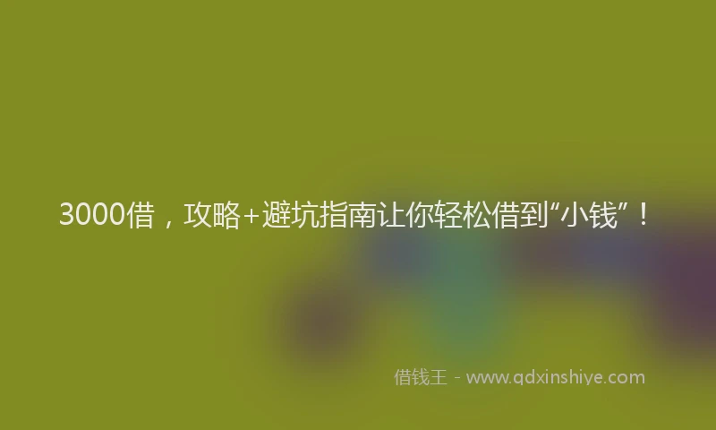 3000借，攻略+避坑指南让你轻松借到“小钱”！