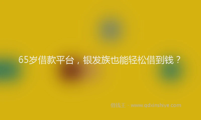 65岁借款平台，银发族也能轻松借到钱？