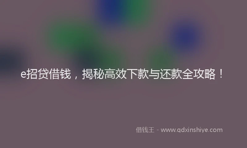 e招贷借钱，揭秘高效下款与还款全攻略！