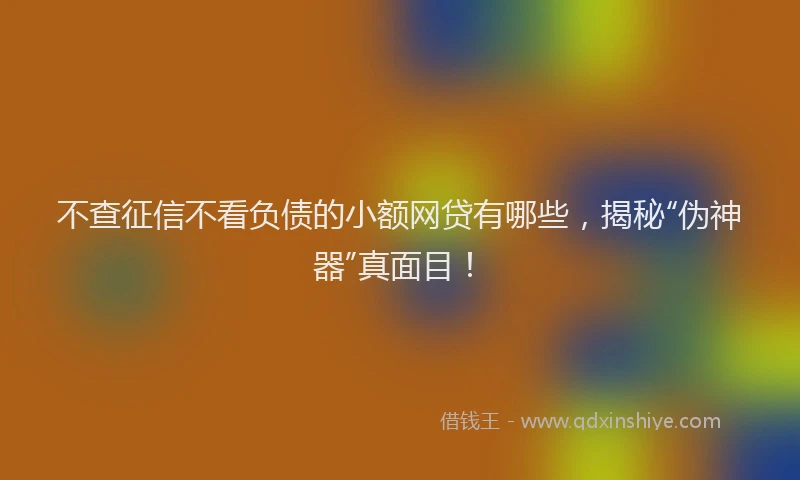 不查征信不看负债的小额网贷有哪些，揭秘“伪神器”真面目！