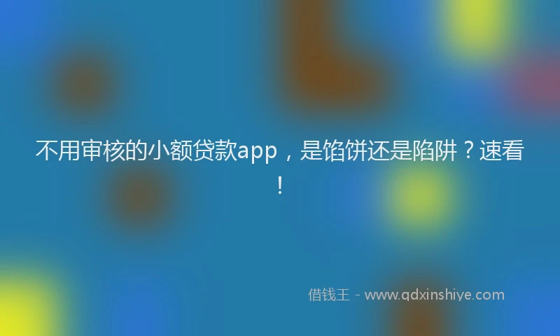 不用审核的小额贷款app，是馅饼还是陷阱？速看！