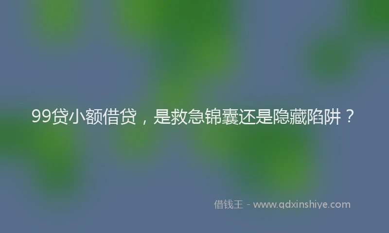 99贷小额借贷，是救急锦囊还是隐藏陷阱？