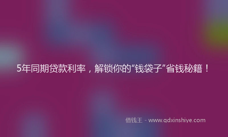 5年同期贷款利率，解锁你的“钱袋子”省钱秘籍！