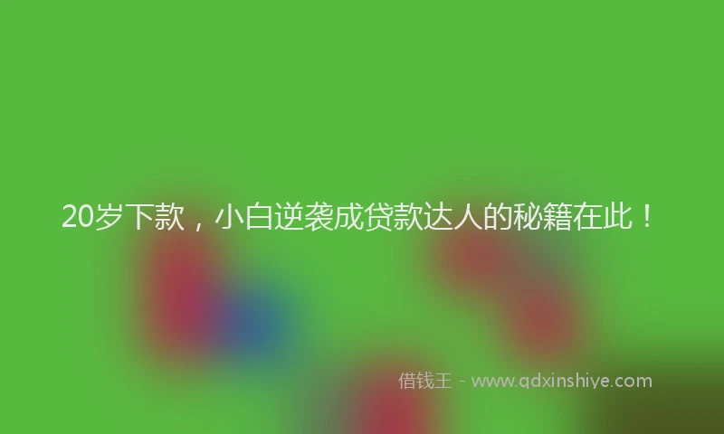 20岁下款，小白逆袭成贷款达人的秘籍在此！