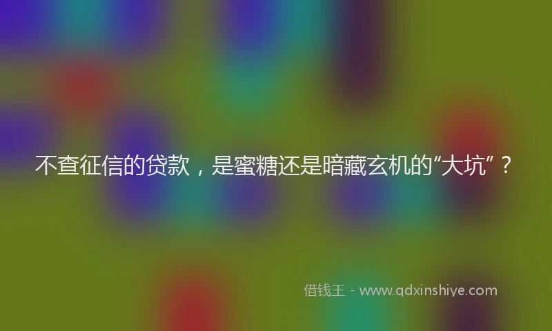 不查征信的贷款，是蜜糖还是暗藏玄机的“大坑”？