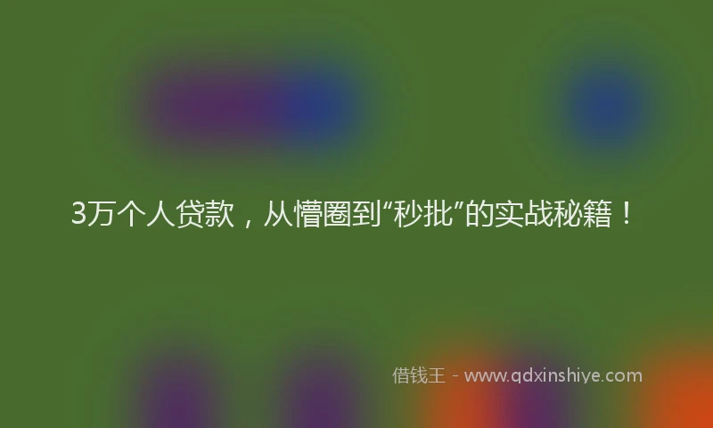 3万个人贷款，从懵圈到“秒批”的实战秘籍！