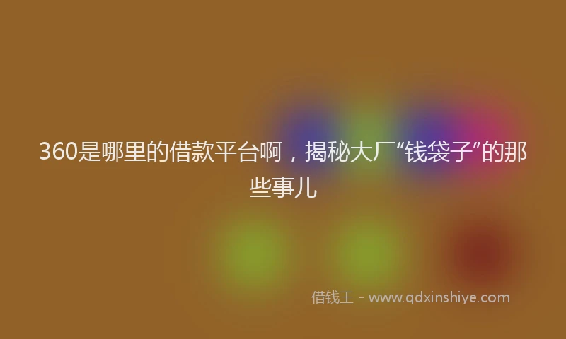 360是哪里的借款平台啊，揭秘大厂“钱袋子”的那些事儿