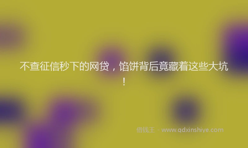 不查征信秒下的网贷，馅饼背后竟藏着这些大坑！