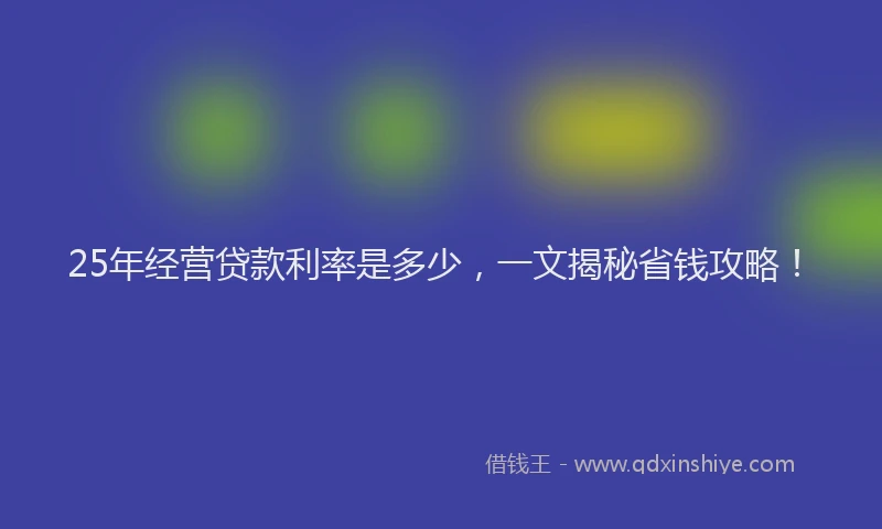 25年经营贷款利率是多少，一文揭秘省钱攻略！