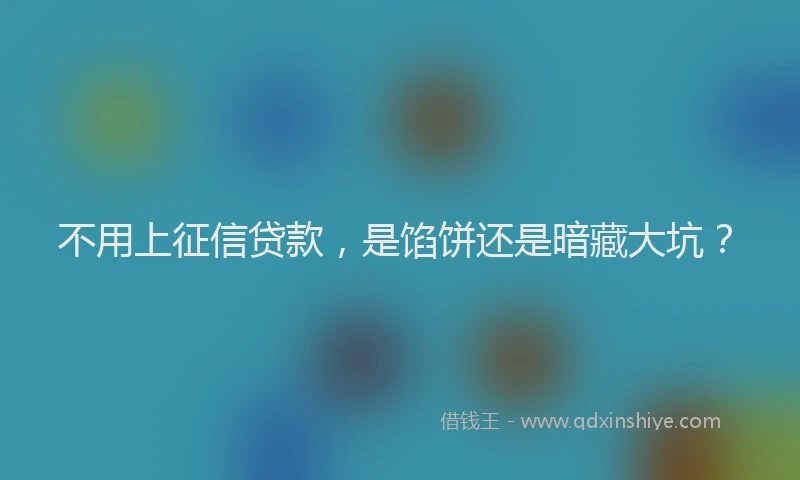 不用上征信贷款，是馅饼还是暗藏大坑？