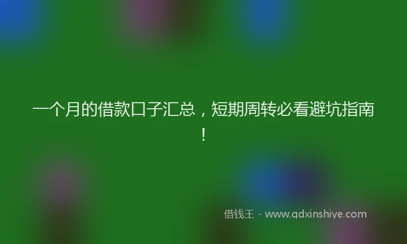 一个月的借款口子汇总，短期周转必看避坑指南！