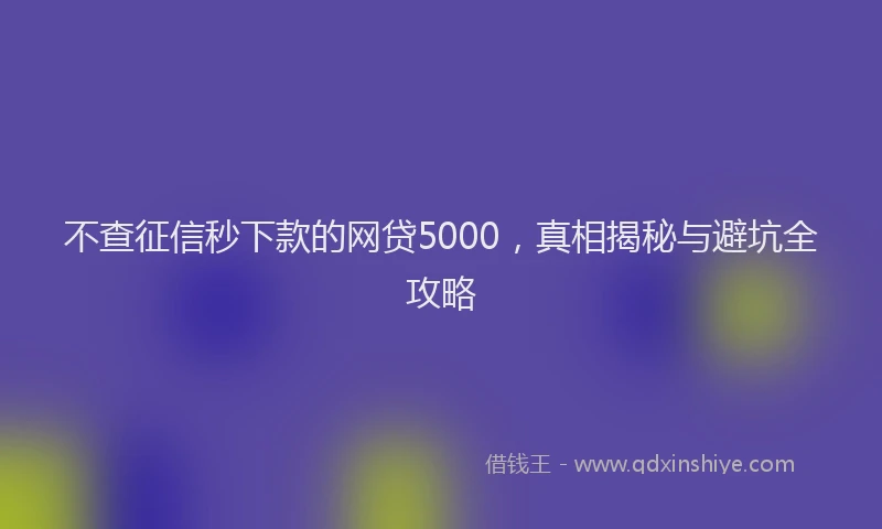 不查征信秒下款的网贷5000，真相揭秘与避坑全攻略