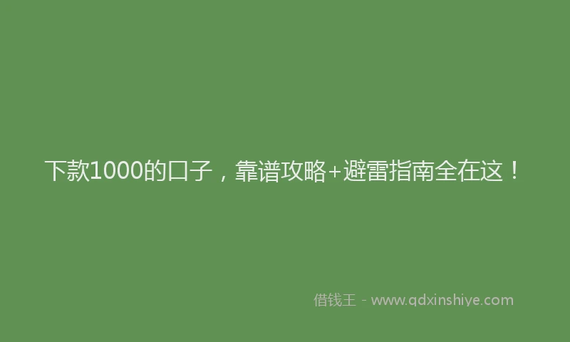 下款1000的口子，靠谱攻略+避雷指南全在这！