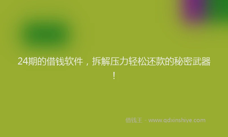 24期的借钱软件，拆解压力轻松还款的秘密武器！