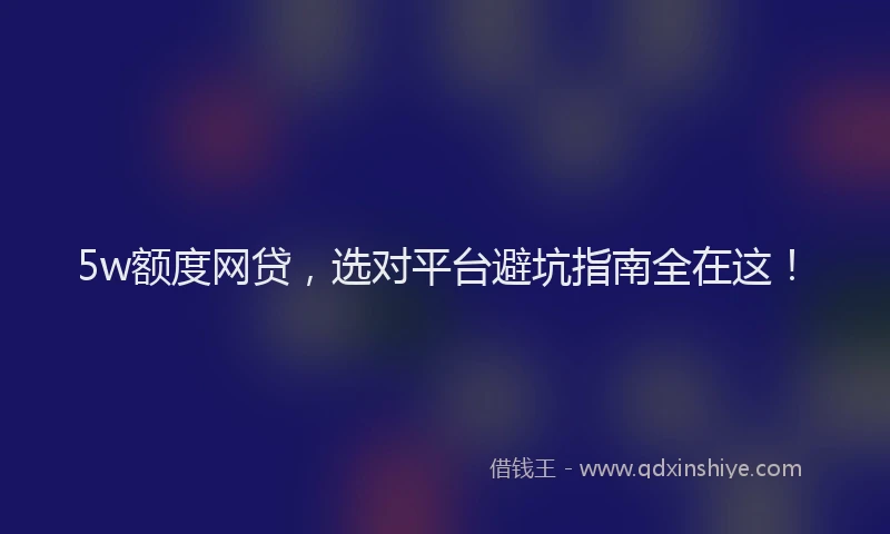 5w额度网贷，选对平台避坑指南全在这！