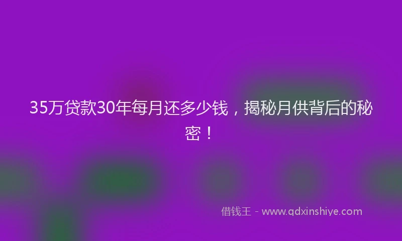 35万贷款30年每月还多少钱，揭秘月供背后的秘密！