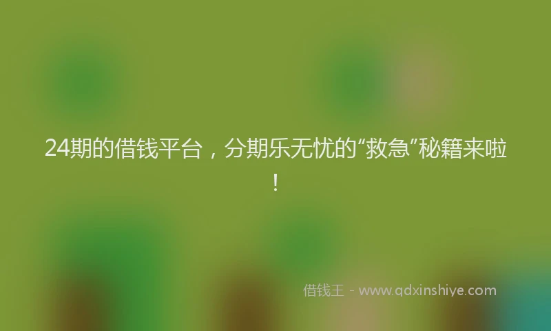 24期的借钱平台，分期乐无忧的“救急”秘籍来啦！