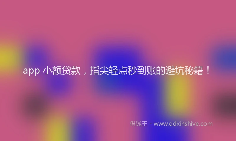 app 小额贷款，指尖轻点秒到账的避坑秘籍！