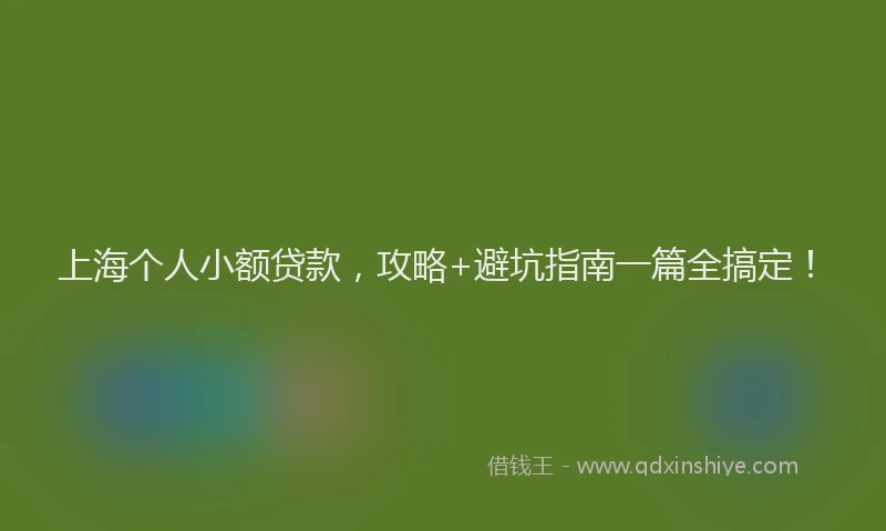 上海个人小额贷款，攻略+避坑指南一篇全搞定！