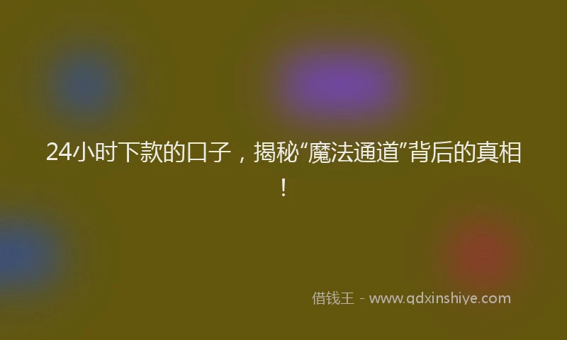 24小时下款的口子，揭秘“魔法通道”背后的真相！