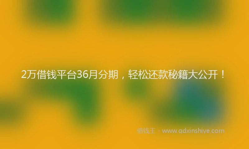 2万借钱平台36月分期，轻松还款秘籍大公开！