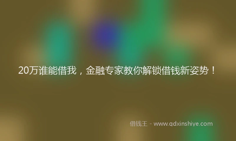 20万谁能借我,金融专家教你解锁借钱新姿势!