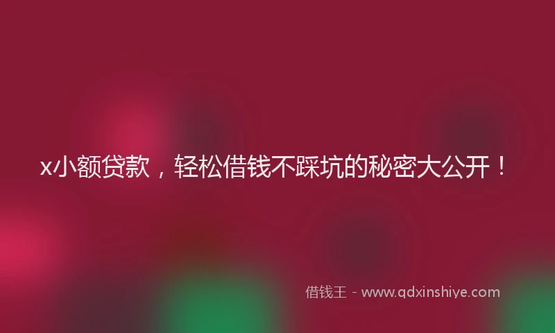 x小额贷款，轻松借钱不踩坑的秘密大公开！